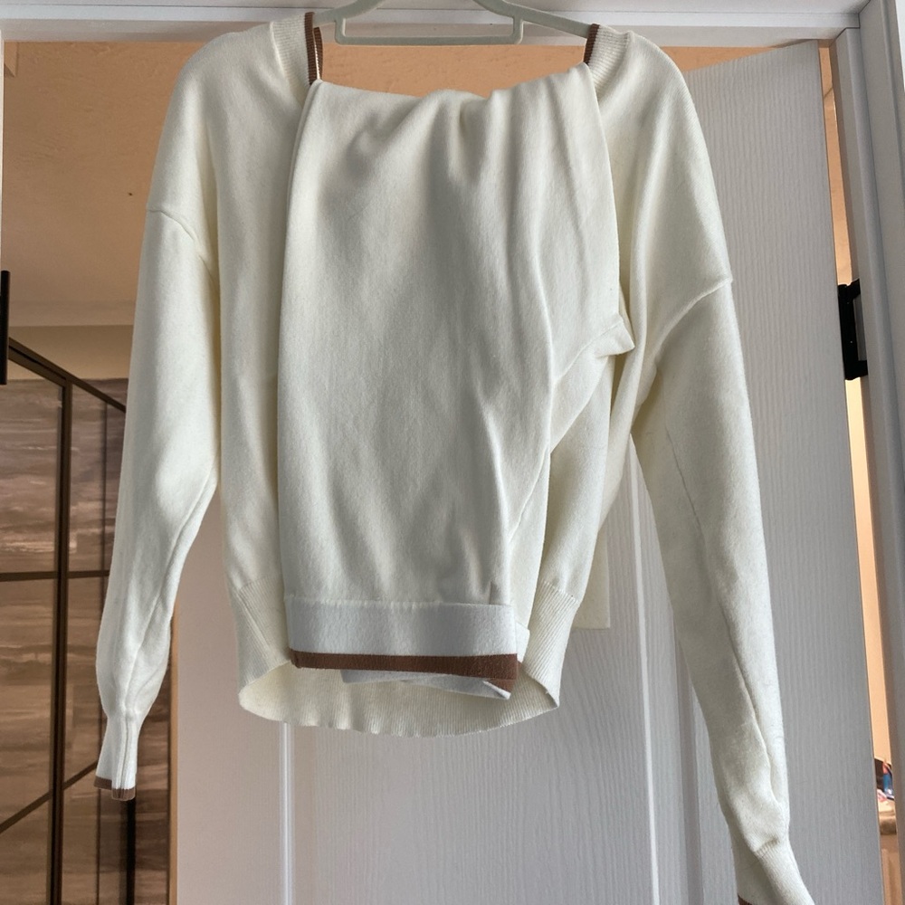 MARBLE Off-the-Shoulder White Sweater